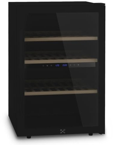 LES PETITS CHAMPS CAVCDB62 vinoteca dual zone Black Edition, Capacidad 138L, 2 Zonas de Temperatura de 5°C a 18°C, Anti-UV, LED