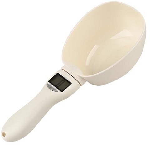 byepica Cuchara digital de báscula de alimentos, juego de 2 piezas, capacidad de 800 g, cuchara medidora de alimentos para cocina y mascotas con pantalla LCD, desmontable y portátil