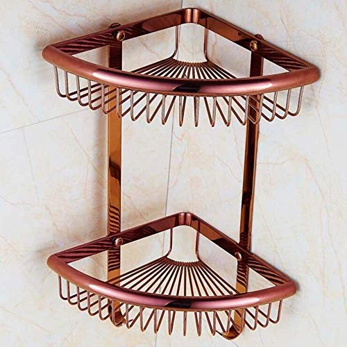 Etagère De Douche Accessoire Mural, d'angle Etagère De Douche Accessoire Rangement Douche Etagere Cuivre,RoseGold-2Tier