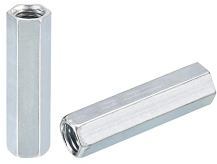 sourcing map 2pcs M12x19x60mm Coupling Nuts - Galvanized Carbon Steel Hex Threaded Rod Coupler for Furniture, Electronic, Industrial