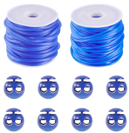 PandaHall Cordoncino cavo in gomma da 15 m, con chiusura in plastica, 2 mm, 3 mm, per lavori a maglia, barbiere, per la creazione di gioielli fai da te