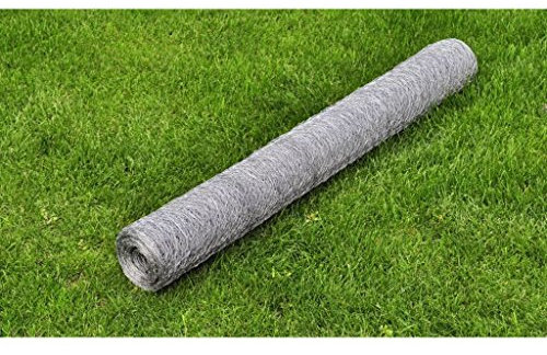 Recinzione a rete esagonale in acciaio zincato, 1 x 25 m, pannello ornamentale per esterni, barriera per animali per cortile e aiuole