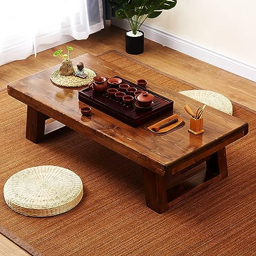 Grande table basse portable en bambou de style japonais pour petit déjeuner et jeux vidéo 60 x 40 cm Plateau de service polyvalent Décoration d'intérieur