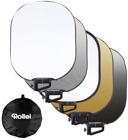 Rollei Réflecteur 5 en 1 Pliable 72 x 90 cm Diffuseur Lumiere Photo Léger et Compact 700 g pour Studio et Éclairage Extérieur avec Sac de Transport, Reflecteur-Lumiere-Photo-Studio-Pliable