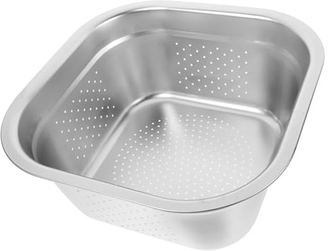 Hemobllo Scolapasta in Acciaio Resistente Quadrato 30cm, Vasca Per Lavaggio Delle Verdure e Frutta, Lavabo Antiruggine Per Cucina Multifunzionale