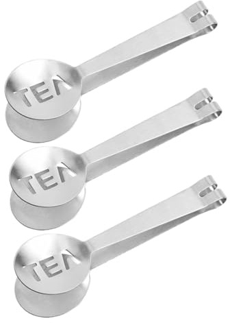 COLLBATH Pinces à Sachets de Thé Lot de 3 en Acier Inoxydable Argenté, Légères et Ergonomiques, Cuisine Service des Glaçons