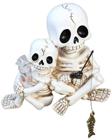 Flkiglm Skeleton Figures, Decorative Sculptures for the Garden Area, Fishing Garden, Skeleton Sculpture Made of Resin for Windowsill, Bookshelf, Balcony, Pond