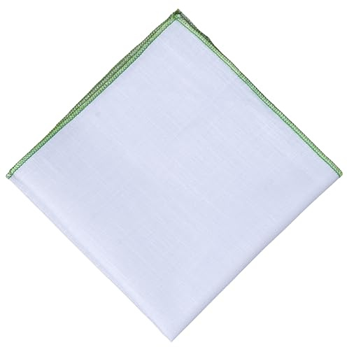 Solid White Linen Pocket square with Colored embroidery edges (Spring)