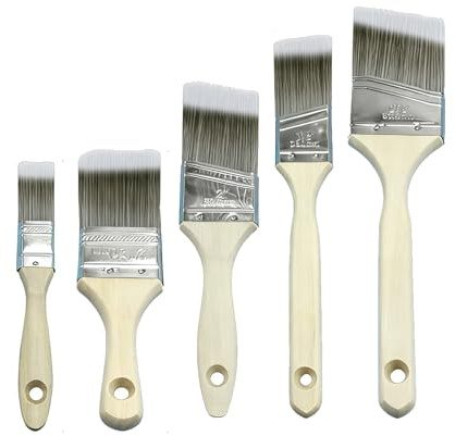 5PCS Wood Stain Brush Pack - Angled Sash & Straight Brushes Paint Brushes House Painting Emulsion Gloss Wall Touch Up Furniture Varnish Brush
