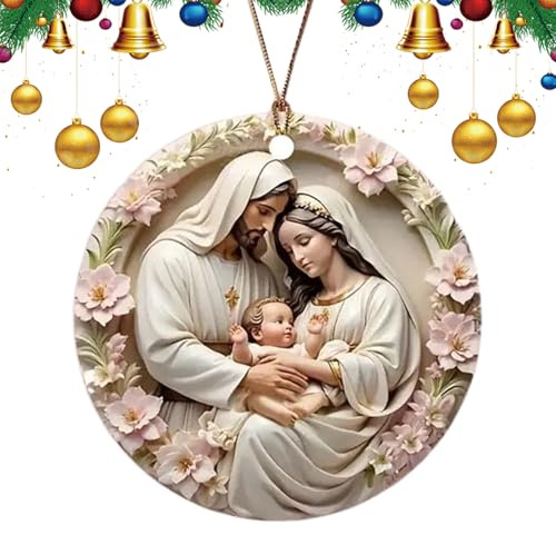 Uoqpty Weihnachtskrippe Christbaumschmuck | Zweidimensional Acryl Weihnachtserinnerungsstück Der Heiligen,Jesus Ornamente Für Den Weihnachtsbaum,Für Frauen Männer Freunde Nachbarn Kollegen