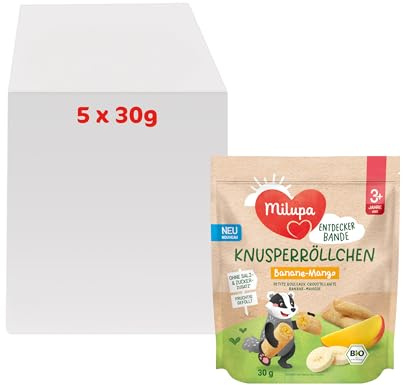 Milupa Entdeckerbande – Knusperröllchen Banane-Mango – 5x30g – Ab 3+ Jahre