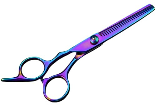 Ciseaux effileurs arc-en-ciel 6 pouces, ciseaux de coiffure professionnels pour cheveux, ciseaux de blending à lame à dents plates, outil de texturisation en acier inoxydable pour coupe à la maison