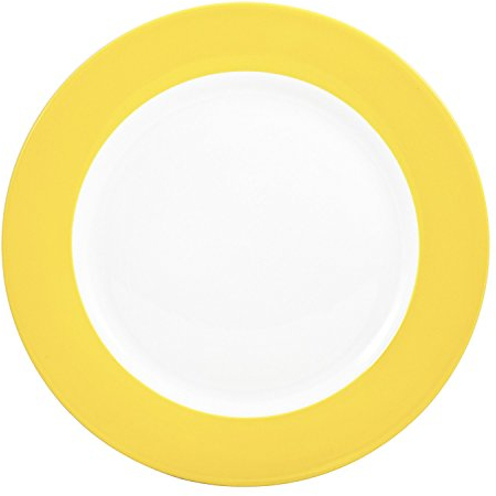 Ritzenhoff & Breker Doppio Speiseteller ø 27 cm, Gelb, 1 Stück, Teller flach mit farbigem Rand, Porzellan