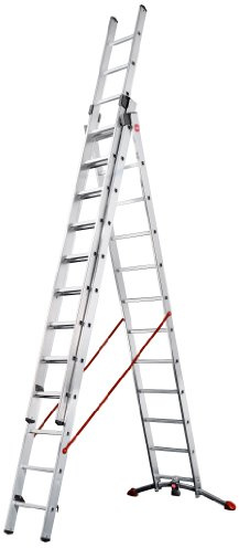Hailo ProfiLOT, 3-teilige Alu-Kombileiter, 3x12 Sprossen, LOT-System, Transportsicherung, bis 150 kg, made in Germany, 9312-101