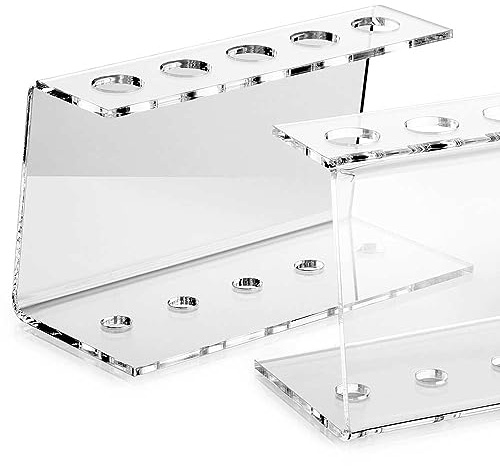 Tuuters 5-Loch Reagenzglasständer aus Acryl (Ø 16,5 mm) Reagenzglashalter | Transparentes Reagenzglasgestell für Röhrchen – der glasklare Acrylhalter für Reagenzgläser ist ideal als Labor Gefäßständer