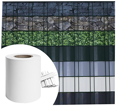 Sichtschutz PVC - Weiß RAL 9010-70m (14m²) - Doppelstabmatten Zaunfolie Windschutz blickdicht Windschutz