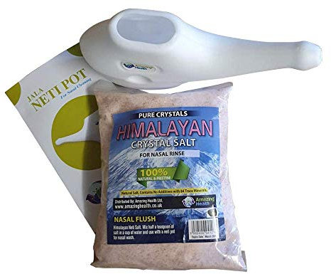 Amazing Health White Neti Pot and 300g Himalayan fine salt