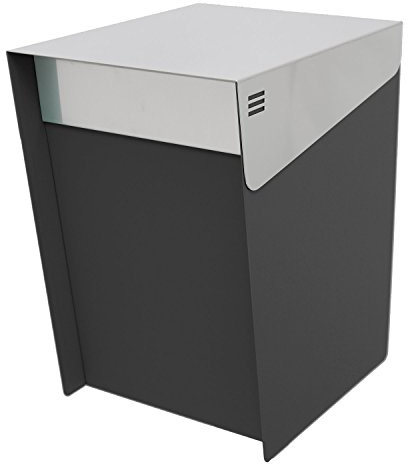 KATANABOX Mega DR - Modern Post Mount Stainless Steel Mailbox with Lock, Large Mid Century Square Double Door Waterproof Mailbox for House, 16 x 11 x 13 (Black)