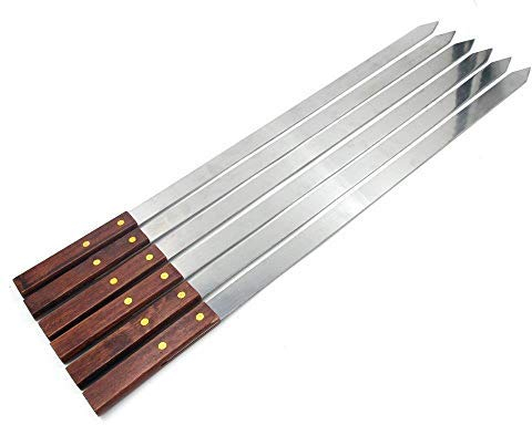 Y-GRMM 60cm Large Stainless Steel BBQ Skewers Long Handle Barbecue Needle Fork Shish Kebab Turkish Grill Skewer Pack of 12