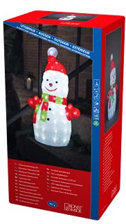 Konstsmide, 6297-203, LED Acryl Schneemann, klein, klar,24V, Aussen (IP44), 88 weiße Dioden , weißes Kabel