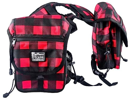 Jeffers Expression Horn Bag for Horses, Buffalo Check – Water Resistant Saddle Bag with Multiple Pockets, Adjustable Strap – Western Bag for Travel, Trail Riding, Storage & Gear Organization