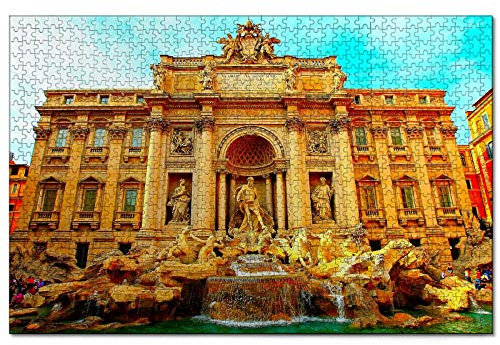 Italia Fontana de Trevi Roma Rompecabezas de 1000 Piezas para Adultos y familias, Regalo de Viaje de Madera, Recuerdo de 30 x 20 Pulgadas