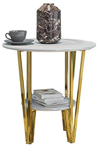 WOUY mesas Plegables Mesita, Industrial Mesa de café, Sofá Marco Redondo Tabla de Plancha, Sala de Estar, Dormitorio, Estable y Estructura Simple (Color : B)