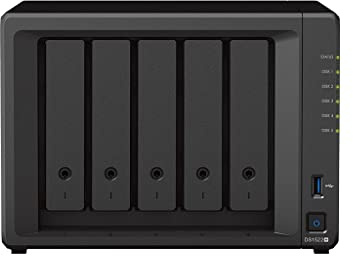 Synology DS1522+ 5-Bay DiskStation NAS AMD Ryzen R1600 8GB Ram 4xRJ-45 1GbE LAN-Port, Bundle mit 5x2TB WD Red Plus HDDs