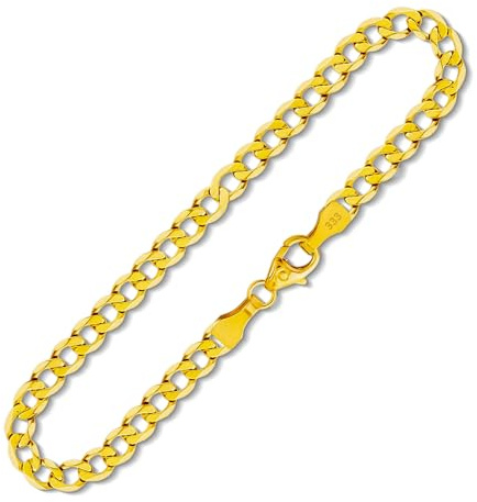 EDELIND Armband Herren 585 Echt Gold 3.9 mm Armkette Panzerkette 14K Gelbgold L 19,5cm Bracelet Goldarmband mit Schmuck Geschenk Box Made in Germany
