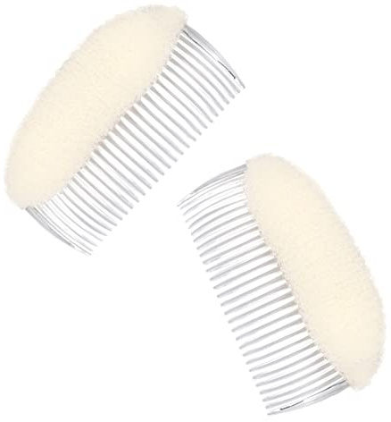 Bump It Up Volumen-Haarkamm für langes, dünnes Haar, flauschiges Haarknotenwerkzeug, Haarstyling-Zubehör für Damen, Mädchen, Weiß, 2 Stück