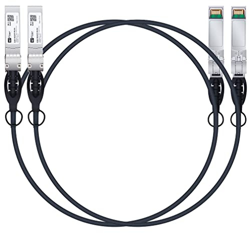 HiFiber Câble SFP+ DAC 10G 1m, Twinax Passif en Cuivre, 2 pièces | Compatible avec Cisco,Ubiquiti UniFi,Netgear,TP-Link pour Commutateur,Carte Réseau (NIC), Serveur et NAS