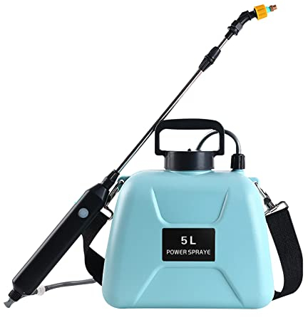 Akku Drucksprüher 5L,CEIEVER Gartenspritze mit Lanze und 2 Verstellbaren Sprühdüsen Rückenspritze mit 2400mAh Lithium-Ion Batterie Unkrautspritze für Garten/Weingut/Rasen (Blau)