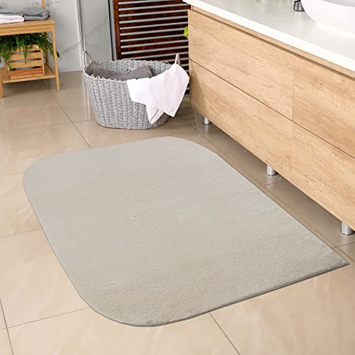 CARPETIA Badteppich Runde Ecken Beige rutschfest Waschbar 80x120 cm | Weich, rutschfest, waschbar, pflegeleicht und strapazierfähig, OEKO-TEX geprüft, schadstofffrei, für Fußbodenheizung