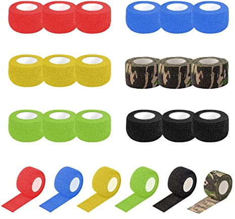 EZ Tattoo Grip Tape - 24pièces (2.5cm x 4.5m) Ruban adhésif auto-adhésif élastique Rouleau de bandage pour machine de tatouage Grip Accessoires Fournitures de tatouage (Mixed Color)