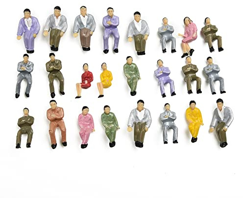 50 Stück 1:50 bemalte Figuren für Modellzüge im Maßstab aller sitzenden Passagiere, sitzende Modellpersonen für Sandtisch-Modellbau