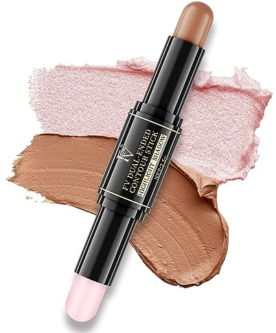 FV Contouring Stick, Dual-Ended Cream Contour Highlighter Stick, Wasserfest Bronzer Stick, Konturenstift Make Up, Langanhaltend und Leichtes Mischen, Cremige Textur, Mattes Finish, Medium