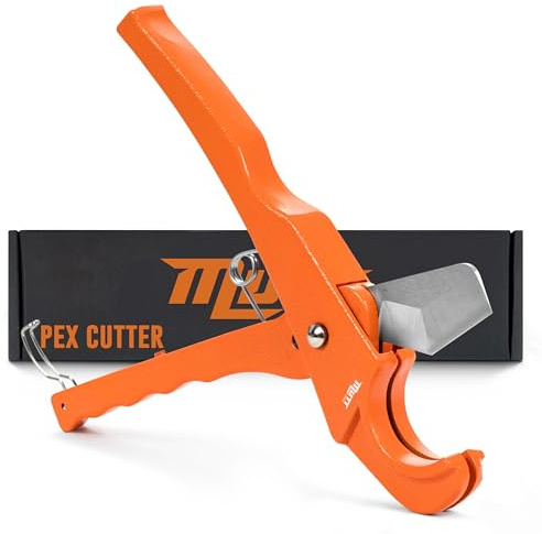 Mutt Tools Professional PEX Cutter Tool - 1/8” to 1” Heavy Duty Pipe and Tubing Cutter for Plumbing - Cuts PEX, PVC, CPVC, Plastic Pipe and Rubber Hose - Precision Plumbing Tool Kit Essential