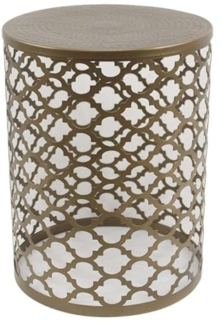 Casa Moro Orientalischer Beistelltisch Arabesk Ø 35 cm rund in Antik-Messing Look aus Metall | Kunsthandwerk | Kaffeetisch Couch-Tisch im marokkanischen Stil | IR-5847