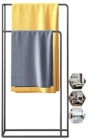 YHJZSM Porte-Serviettes de Salle de Bain extérieur autoportant, Porte-échelle de Serviette en métal/Blanc (Noir)