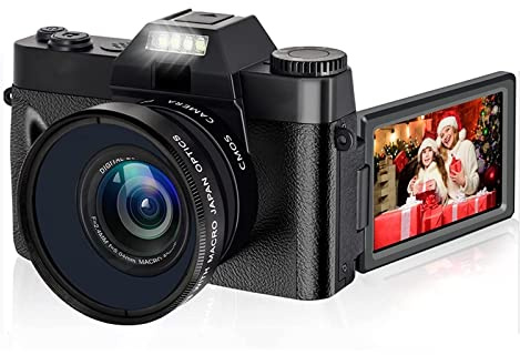 Videocamera Flip Screen Videocamera Selfile 4K Stream Obiettivo macro Vlog Videoregistratore Fotografia Fotocamera digitale da 48 MP Grandangolo Fotocamera digitale per vlogging ( Color : Only Camera