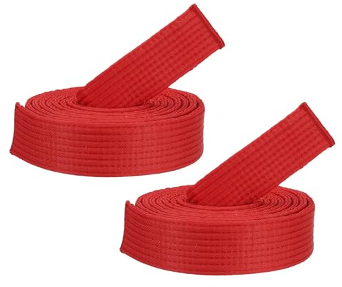 PATIKIL Taekwondo Farbige Gürtel für Ranglisten, 2er Pack 1,6 x9,2FT Polyester Taekwondo Farbige Gürtel für Trainerunterricht, Rot