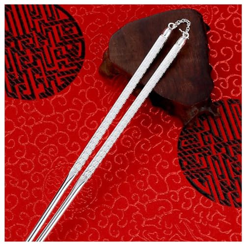 ZHOUXIAO 21g Sterling Silver Chopsticks Gift, Chinese Pure Silver Chopsticks Household Silver Tableware Reusable Chopsticks,999 Silver Chopsticks Traditional Stylish Gift Silver