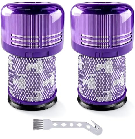 Ersatz Filter für Dyson V12 Detect Slim Staubsauger,Absolute Extra/Total Clean/Fluffy Zubehör Hinterer Filter Ersatzteil 971517-01(2 Stück Hepa Filter 1 Reinigungsbürste)