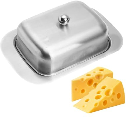 Mantequera con tapa, mantequillera de cerámica, caja de mantequilla de acero inoxidable, mantequillera de alta calidad con tapa, recipiente hermético de PA