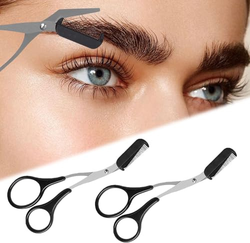 Augenbrauenschere, Augenbrauen Trimmer Damen & Herren, Augenbrauenschere Mit Kamm Damen Augenbrauen Trimmer Schere, Augenbrauenschere Zum Kürzen Von Herren Damen Augenbrauen, Beauty Zubehör (BX2)