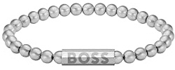 BOSS Jewelry Men's SPHERE METAL Collection Beaded Bracelet in Stainless Steel, Yellow Gold and Black