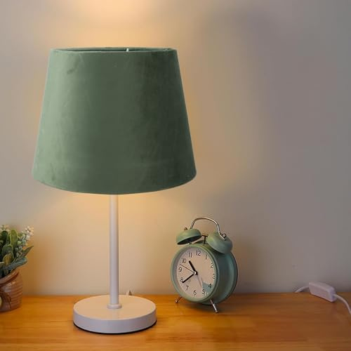 ZJchao Handgefertigter kleiner Lampenschirm aus Stoff, E27 E14 Tisch-Stehlampe, konischer Lampenschirm mit doppeltem Verwendungszweck (OD-Grün)