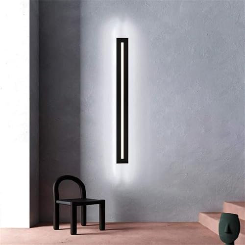 LED Wandleuchte Innen Schwarz Wandlampe Lange Aluminium Acryl Wandlicht Moderne Schlicht Flurlampe Wandbeleuchtung für Treppenhaus Wohnzimmer Korridor Schlafzimmer Belechtung (Weißes Licht,100cm)
