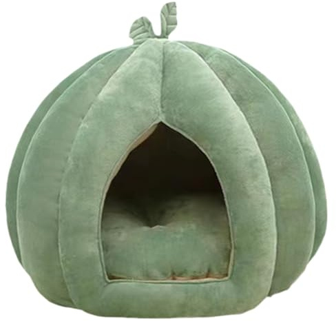 Qiwieod Katzenbetthöhle, Flauschiges Katzenbett, Kürbiss-Katzenhaus, Höhle Mit Kapuze, Für Den Winter, Warm, Schlafkissen, Halloween-Katzenhaus, Kuschelhöhle Für Katzen Geschlossenes Katzenbett
