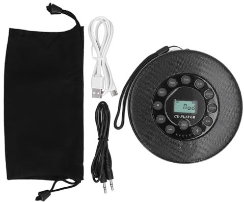 Lettore CD Portatile con Altoparlanti, Lettore CD Walk Man Ricaricabile per Auto, Lettore CD Walk Man Compatto Antisalto, Lettore CD, Masterizza CD su unità Flash USB, Lettore